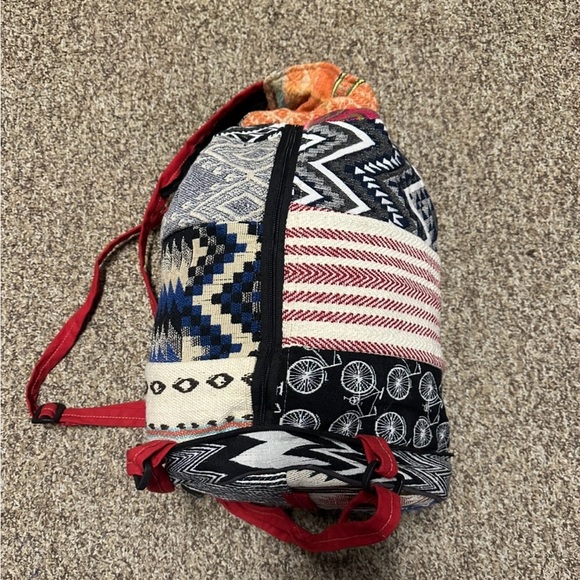 Sacred Threads Blue and Multicolor Pattern Backpack.   LG/GR/GR - Picture 2 of 4